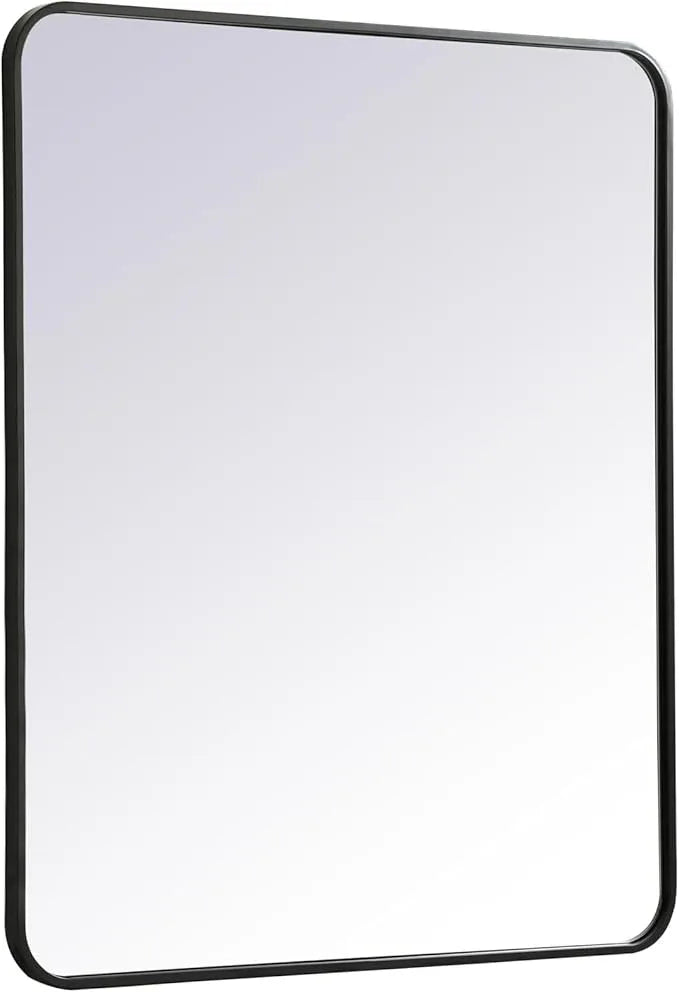 ARS Concepts Aura, Soft Corner Metal Rectangular Mirror 30X36 Inch in, Modern, Black - ModernBath