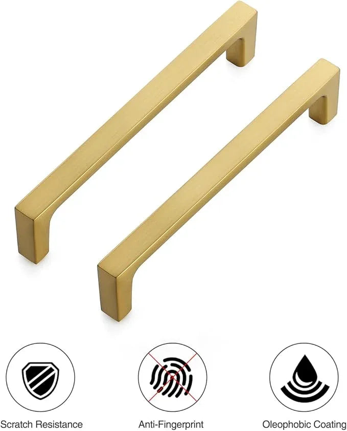 Ravinte 15 Pack Solid 5 Inch Kitchen Square Cabinet Handles Brushed Brass Drawer Pulls Kitchen Cabinet Hardware Handles - ModernBath