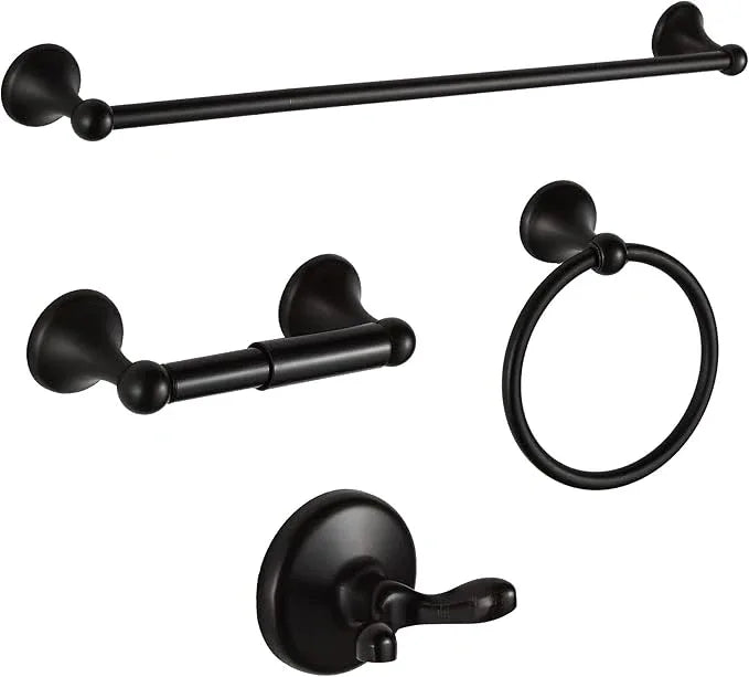 BGL Bathroom Hardware Set, Oil-Rubbed Bronze Adjustable Expandable Towel Bar 4-Piece ORB Bathroom Accessory Set Wall Mounted Robe Hook Toilet Paper Holder Towel Ring Towel Bar - ModernBath