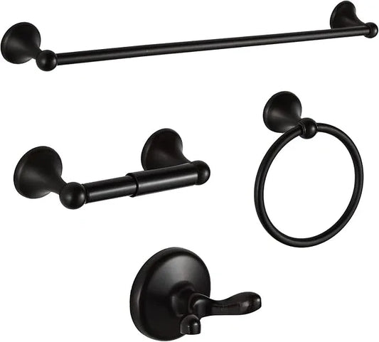 BGL Bathroom Hardware Set, Oil-Rubbed Bronze Adjustable Expandable Towel Bar 4-Piece ORB Bathroom Accessory Set Wall Mounted Robe Hook Toilet Paper Holder Towel Ring Towel Bar - ModernBath