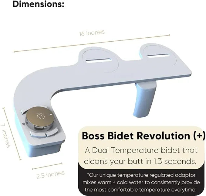 Boss Bidet Revolution Plus (Warm Water). Bidet Attachment for toilet. Luxury design, Bathroom bidet sprayer for toilet, non electric, dual nozzle, feminine wash, self cleaning. Tokyo Platinum. - ModernBath