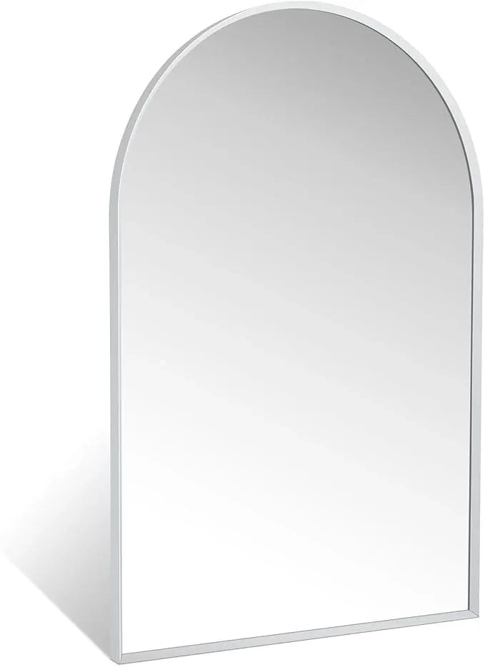 Minuover 24" x 36" Silver Arched Mirror, Modern Aluminum Alloy Metal Frame, Arch Bathroom Vanity and Wall Decor Mirror for Bathroom, Living Room, Bedroom, Entryway - ModernBath