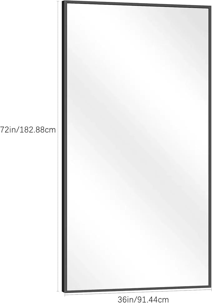 DESBING Black Bathroom Mirror for Wall, 72x36 Inch Rectangle Mirrors with Metal Frame, Modern Vanity Wall Mirror Decor for Entryway Hangs, Bathroom Living Room Horizontal or Vertical - ModernBath