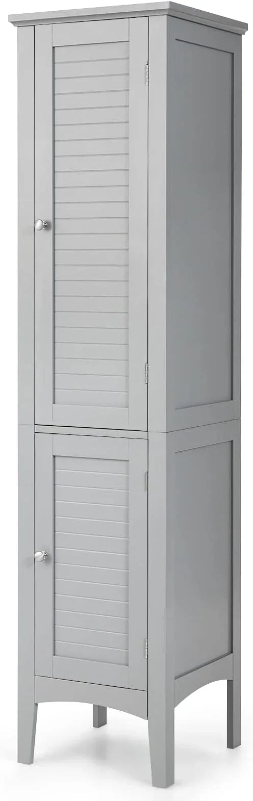 Giantex Storage Cabinet, Bathroom High Cabinet with 5 Tier Storage Shelves, Narrow Tall Organizer for Bathroom, Kitchen, Living Room,Linen Tower, Freestanding Slim Floor Cabinet, Grey - ModernBath