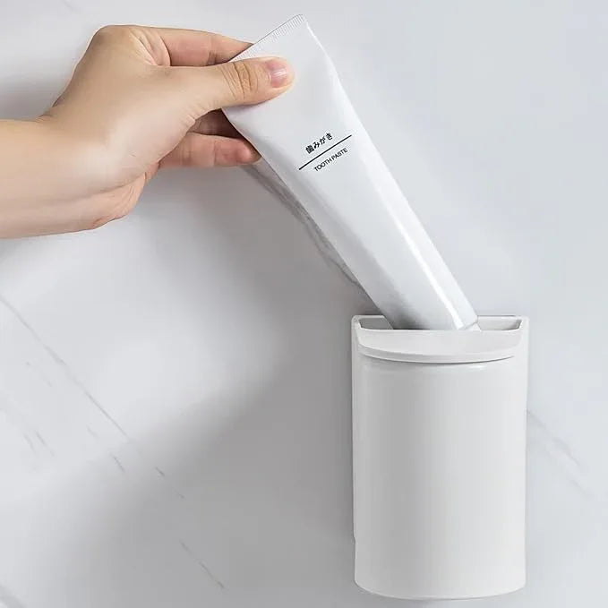FLAUVEL Wall-Mounted Toothbrush and Toothpaste Holder - Self-Draining Design, Easy Installation, Space-Saving, White (Single - One Magnetic Cup) - ModernBath