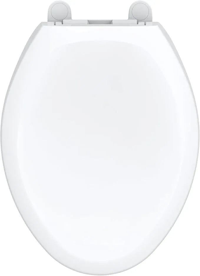 Gerber Universal Elongated Toilet Seat with Cover, Soft Close, Top Mount, Easy Install, Heavy-Duty Plastic, Adjustable Fit for Standard Elongated Toilets, Fade-Resistant, White G0099849 - ModernBath