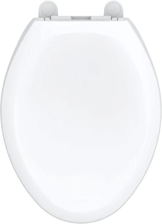 Gerber Universal Elongated Toilet Seat with Cover, Soft Close, Top Mount, Easy Install, Heavy-Duty Plastic, Adjustable Fit for Standard Elongated Toilets, Fade-Resistant, White G0099849 - ModernBath