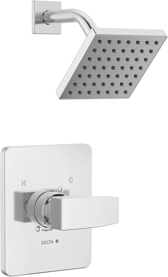 Delta Modern 14 Series Shower Faucet Set, Chrome Shower Head and Handle Set, Valve Trim Kit, Chrome T14267-PP (Valve Not Included) - ModernBath