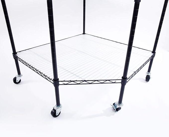BNSPLY 6 Tier Corner Wire Shelving Unit, Adjustable Wire Shelf with Wheels, Metal Storage Shelves and Racks for Kitchen, Bathroom, Laundry, Pantry, Closet (27" D x 27" W x 71" H, Black) - ModernBath