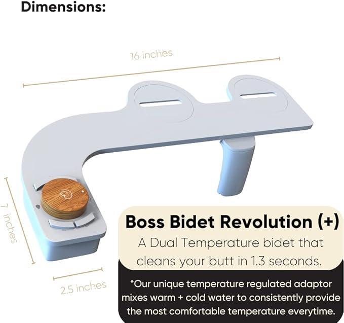 Boss Bidet Revolution Plus (Warm Water). Bidet Attachment for toilet. Luxury design, Bathroom bidet sprayer for toilet, non electric, dual nozzle, feminine wash, self cleaning. Bamboo Bali. - ModernBath