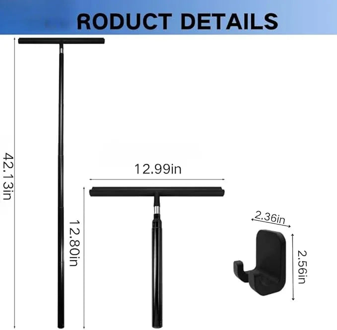 Black Telescopic Shower Squeegee for Glass Doors, Tile Shower Walls. Comes with Suction Hook, Great for Shower Glass - ModernBath