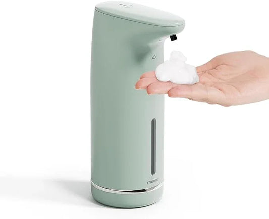 mooas Automatic Foaming Soap Dispenser Milky Touchless Foaming Hand Soap Dispenser, USB Rechargeable Electric Sensor Auto Foam Soap Dipsenser for Bathroom Kitchen Dish Wash Commercial 10.8oz (Mint) - ModernBath