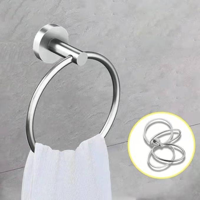 Cilee 10 Piece Brushed Nickel Bathroom Accessories Set, 24inch Brushed Nickel Towel Bar Ring+Toilet Paper Holder+ Robe Towel Hook SUS304 Stainless Steel Bathroon Hardware Set - ModernBath