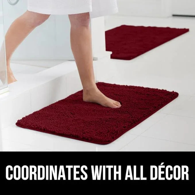 GORILLA GRIP Bathroom Rug Sets, Soft Chenille 2 Piece Area Rugs Set, Toilet Base Mat and 30x20 Carpet, Absorbent Microfiber Washable Mats Dry Quickly, Home Décor and Bath Room Accessories, Burgundy - ModernBath
