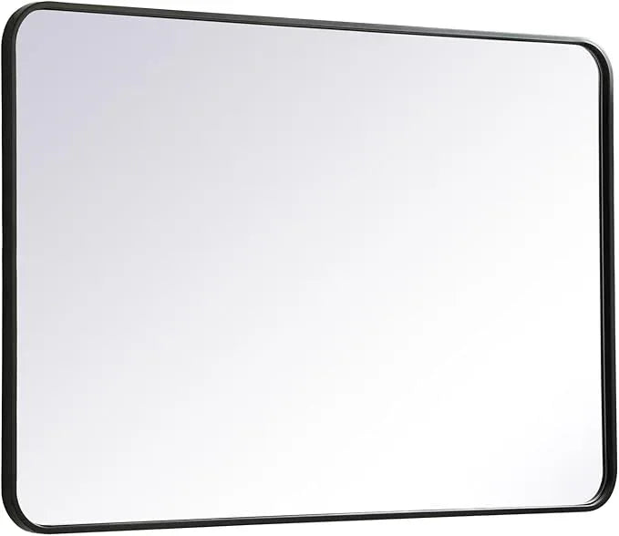 ARS Concepts Aura, Soft Corner Metal Rectangular Mirror 28X42 Inch in, Modern, Black - ModernBath