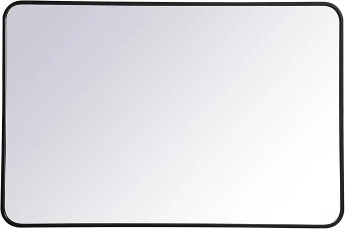 ARS Concepts Aura, Soft Corner Metal Rectangular Mirror 28X42 Inch in, Modern, Black - ModernBath