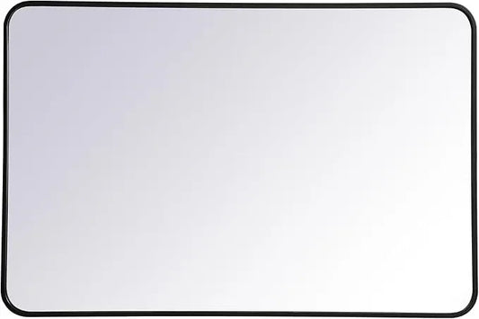 ARS Concepts Aura, Soft Corner Metal Rectangular Mirror 28X42 Inch in, Modern, Black - ModernBath