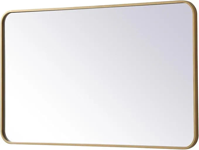 ARS Concepts Aura, Soft Corner Metal Rectangular Mirror 24X40 Inch in, Modern, Brass - ModernBath