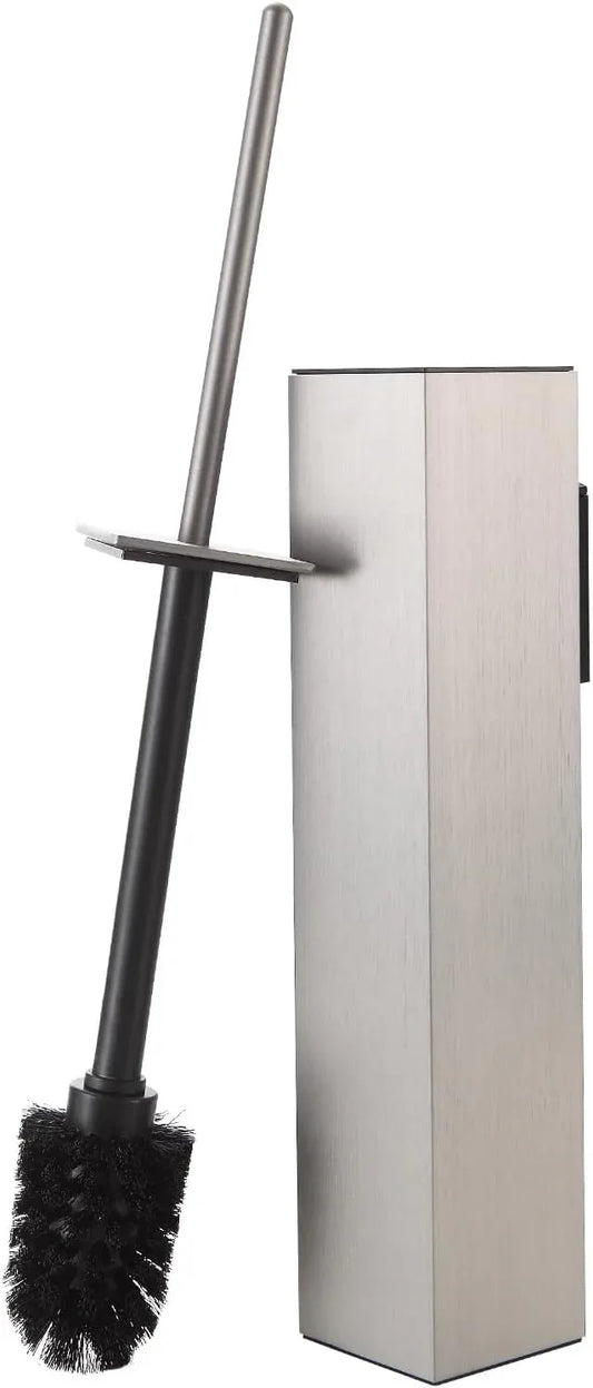 BGL Toilet Brush and Holder Set Brushed Nickel Wall Mounted for Bathroom Square Design - ModernBath