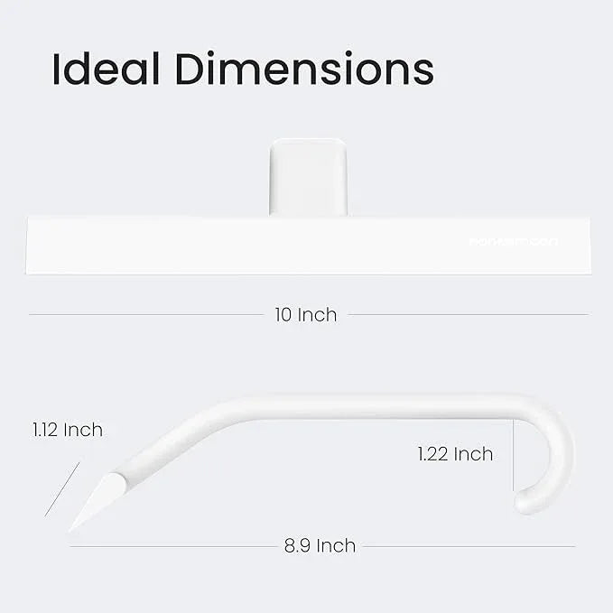 dancemoon JustHang Shower Squeegee for Glass Doors, All-One-Piece Silicone with Built-in Hook Design for Easy Hanging and Cleaning, 10 Inch White - ModernBath