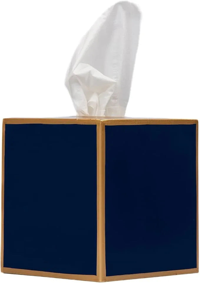 Jaye’s Studio Decorative Tissue Box Holder Square – Indigo Blue Tissue Box Cover Gold Tissue Holder for Bathroom Accessories Countertop, Farmhouse Bedroom Decor, Office Metal Tissue Box Covers Cube - ModernBath