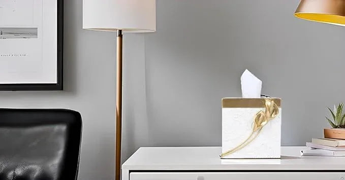 Hymmah Modern Square Tissue Box Cover Holder,Bathroom Accessories Decor Unique Design Tissue Box Cover for Bathroom Vanity Counter Tops Also Great for Bedrooms and Living Rooms - ModernBath