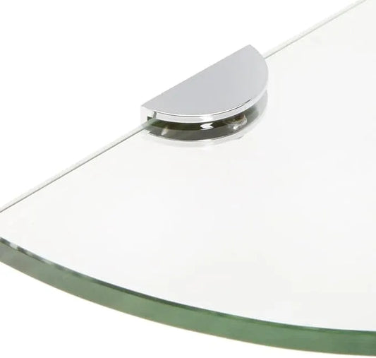Spancraft Glass HRC12QR-CR Quarter Round Glass Shower Shelf with Half Round Clamp, Chrome Bracket, 12" - ModernBath