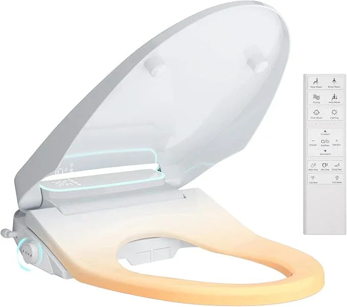 MIJIC Toilet Bidet Seat, Elongated Toilet Seat Slow Close, Electric Heated Toilet Seat With Instant Warm Water & Dryer, Feminine & Front Rear Wash & Self-Clean Nozzle, Night Light, Air Deodorizer - ModernBath