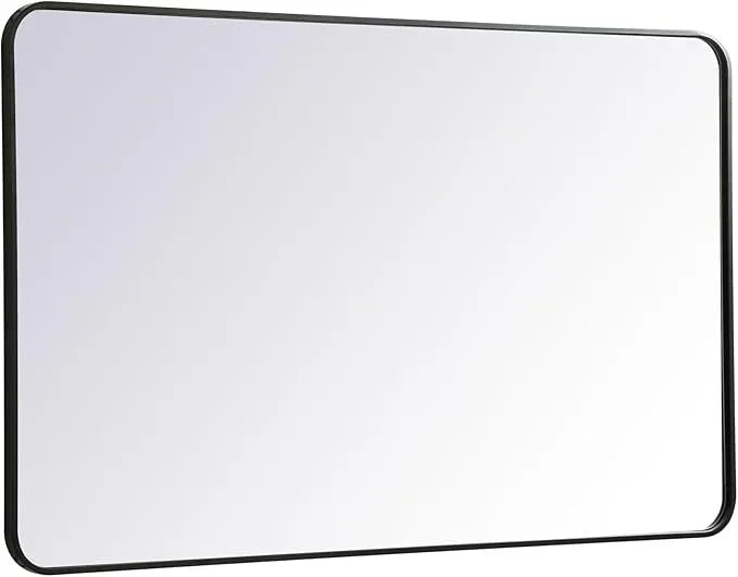 ARS Concepts Aura, Soft Corner Metal Rectangular Mirror 30X48 Inch in, Modern, Black - ModernBath