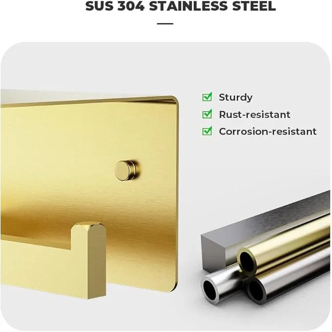 Double Toilet Paper Holder with Shelf, FreshGlow Tissue Holder Brushed Gold, Wall Mount Commercial Toilet Paper Dispenser Phone Shelf Stainless Steel, Tissue Roll for Bathroom - ModernBath