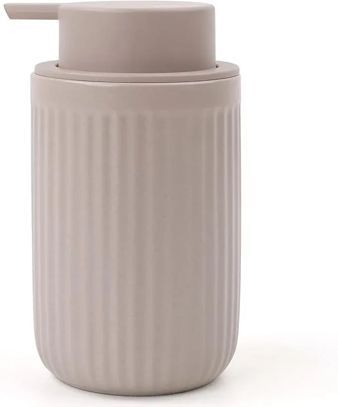 BosilunLife Dish Hand Soap Dispenser - Khaki Liquid Pump Soap Dispenser for Bathroom Decro 12oz Ceramic Kitchen Dish Dispenser with Rust-Proof Liquid Pump Modern Refillable Lotion Bottles - ModernBath