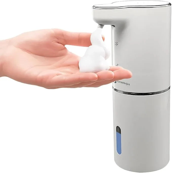 GentleJet JetFoam Automatic Foam Soap Dispenser - Touchless Electric Soap Dispenser, USB-C Rechargeable, Adjustable Foam Levels, 10 oz Countertop Hands-Free Soap Pump for Bathroom & Kitchen (White) - ModernBath