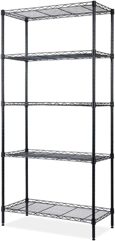 BNSPLY 5 Tier Wire Shelving Unit, Height Adjustable Wire Shelves, Metal Storage Rack Organizer for Laundry, Kitchen, Bathroom, Pantry, Closet (12.6" D x 23.6" W x 59" H, Black) - ModernBath