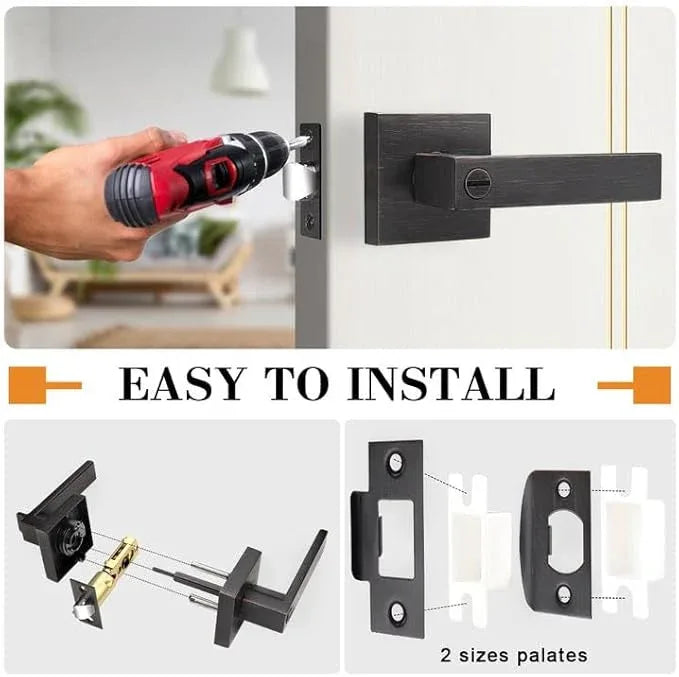 Probrico Privacy Door Levers for Bedroom and Bathroom Keyless Heavy Duty Handles Lockset with a Oil Rubbed Bronze Finish, Reversible for Right & Left Sides, 3 Pack - ModernBath