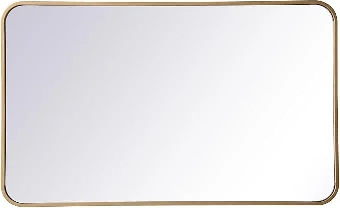ARS Concepts Aura, Soft Corner Metal Rectangular Mirror 22X36 Inch in, Modern, Brass - ModernBath