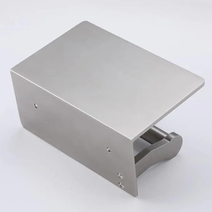 Toilet Paper Holder with Shelf - Toilet Tissue Holder with Cell Phone Shelf for Bathroom - Toilet Paper Roll Holder with Wipes Storage, Wall Mounted by Adhesive Tape or Screw - Brushed Nickel - ModernBath