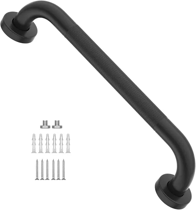 16 Inch Anti Slip Shower Grab Bar Oil Rubbed Black, Munzong Bathroom Grab Bar, Knurled Bathroom Balance Bar,Safety Hand Rail Support Handicap Elderly Injury Senior Assist Bath Handle - ModernBath