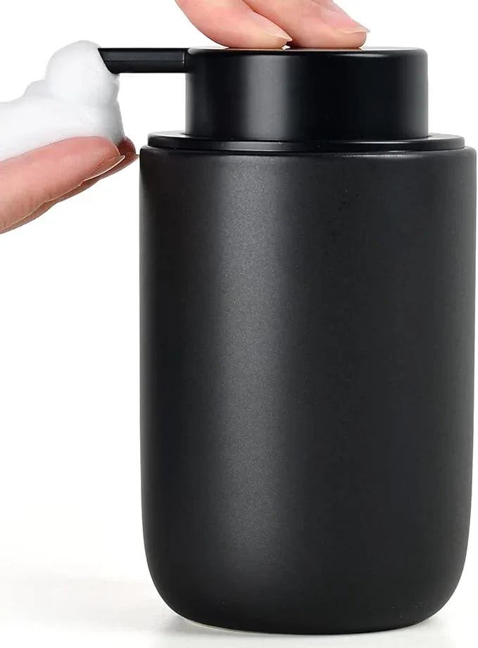 BosilunLife Black Foam Soap Dispenser - Ceramic Foaming Hand Wash Dispenser for Bathroom Modern Farmhouse Small Soap Dispenser Lotion Hand Pump Dispenser for Kitchen Sink - ModernBath