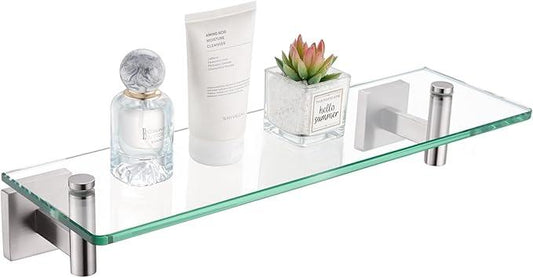 KOKOSIRI Floating Shelf Bathroom Wall Mount Shelves 12-Inch for Bedroom, Living Room, Kitchen, Small Hanging Rack Brushed Stainless Steel B1105BR-L12 - ModernBath
