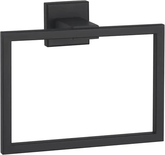 Angle Simple Towel Holder Matte Black, Stainless Steel Square Hand Towel Ring Rack Hanger for Bathroom Wall Mount, 7.09 Inches - ModernBath
