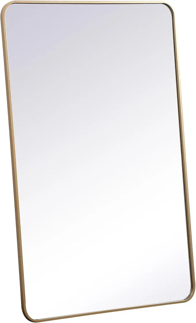 ARS Concepts Aura, Soft Corner Metal Rectangular Mirror 30X48 Inch in, Modern, Brass - ModernBath