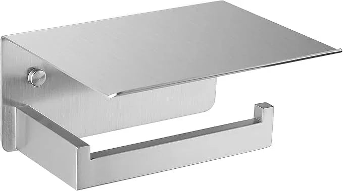 Angle Simple Toilet Paper Holder with Shelf, 304 Stainless Steel Toilet Tissue Roll Holder Brushed Nickel Wall Mount - ModernBath