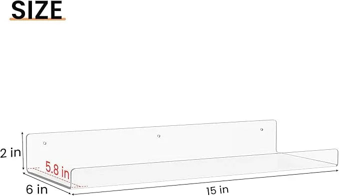 upsimples 4 Pack 15x6 Inches Acrylic Bathroom Shelves for Wall, Floating Bathroom Shelves Over Toilet, Storage Shelf for Toilet Paper, Towels and Toiletries, Clear - ModernBath