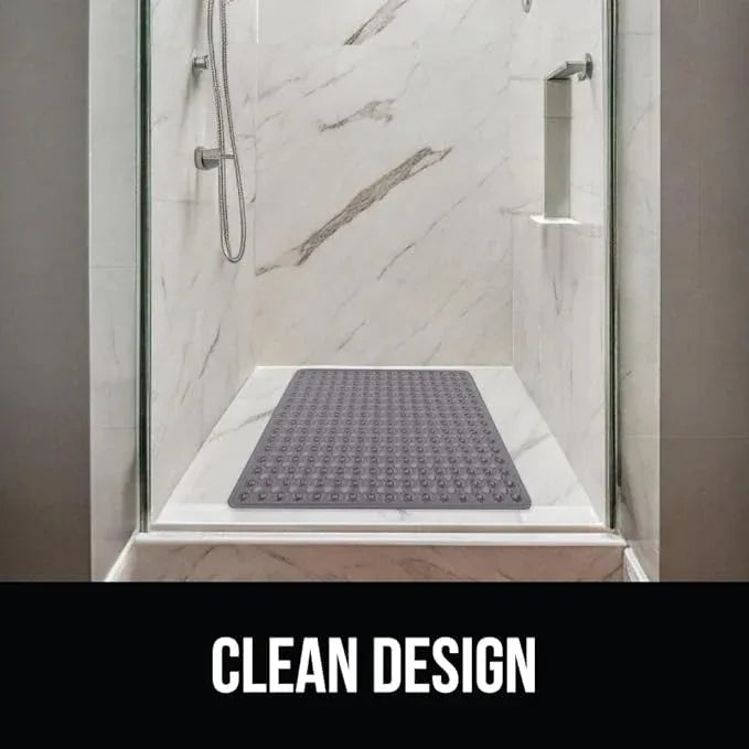 GORILLA GRIP Patented Square Shower Stall Mat, Small Bathtub Floor Mats for Stand Up Showers, Suction Cups and Drain Holes, Machine Wash, Soft on Feet, Bathroom Accessories 21x21 Inch, Charcoal Opaque - ModernBath