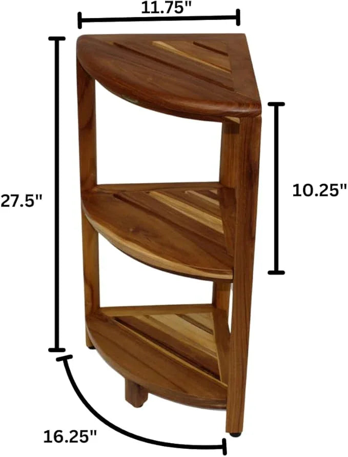 EcoDecors 3-Tier Shelf Waterproof Teak Wood Shower Shelf for Inside Shower Provides Storage, and Organization for Bathroom Accessories - ModernBath