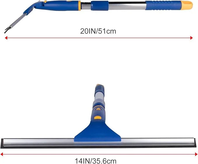 ITTAHO Shower Squeegee for Glass Doors, All-Purpose Extendable Window Squeegee with 2 Blades and Stainless Steel Pole, Window Cleaner Tool for Shower Doors, Windows, Bathroom and Car Windshields - ModernBath