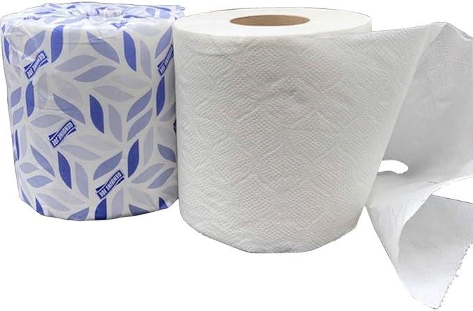 Genuine Joe Embossed Bath Tissue, 2-Ply, Septic Safe, Individually Wrapped, 4" x 3.75", 400 Sheets/Roll, 24 Count - ModernBath