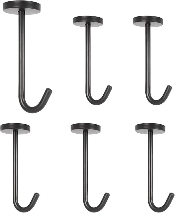NearMoon Coat Hooks, Wall Mount Hooks for Hanging Hat Hurse Robe, 304 Stainless Steel Heavy Duty Towel Hangers for Bathroom Livingroom Kitchen-Ceiling Hook, 6 Pack (4 Inch, Matte Black) - ModernBath