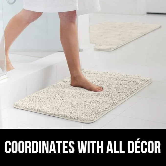 GORILLA GRIP Bathroom Rug Sets, Soft Chenille 2 Piece Area Rugs Set, Toilet Base Mat and 30x20 Carpet, Absorbent Microfiber Washable Mats Dry Quickly, Home Décor and Bath Room Accessories, Ivory - ModernBath