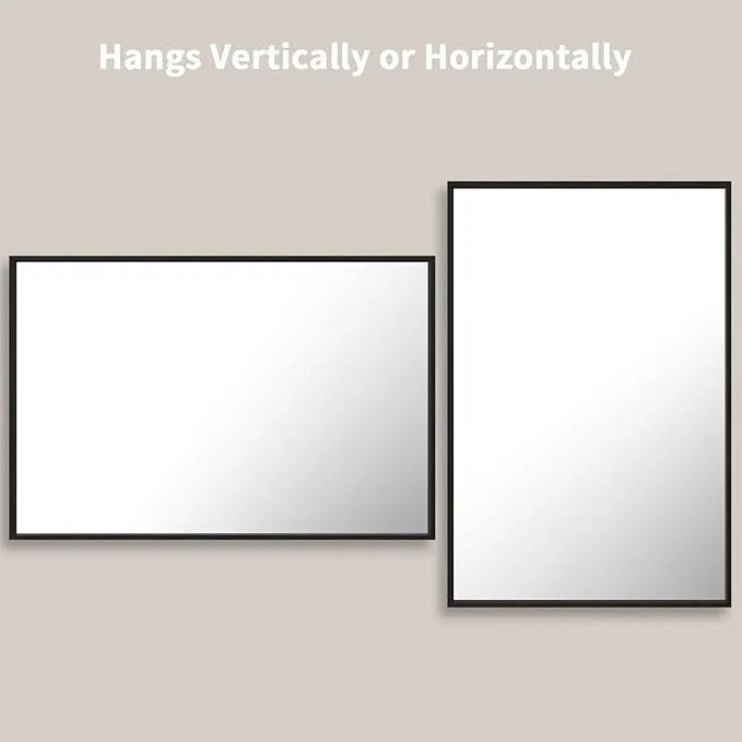 LOAAO 24"X36" Black Rectangle Bathroom Mirror Wall, Matte Black Aluminum Alloy Frame, Hangs Vertically or Horizontally, Easy to Install - ModernBath